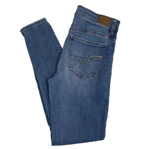American Eagle Hi-Rise Jegging‎ Light Blue Stretch Skinny Jeans Size